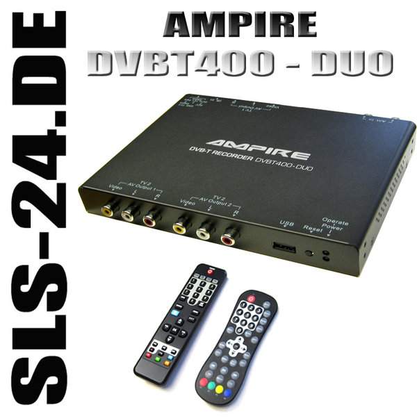 AMPIRE DVBT400-DUO DVB-T Recorder mit 2 Zonen und USB-Recorder Diversity-Receiver AFS-Funktion