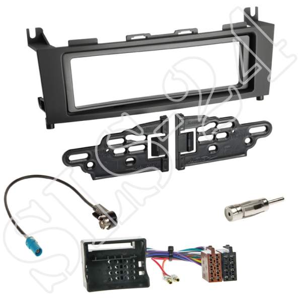 Autoradio 1-DIN Radioblende + Quadlock ISO Adapter Einbauset für Mercedes GLK-Klasse (X204)