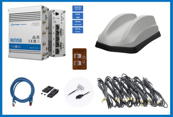 Dietz TEL-RUTX50XA-615 Teltonika 5G/LTE/WLAN Router RUTX50 mit ANT615 weiß