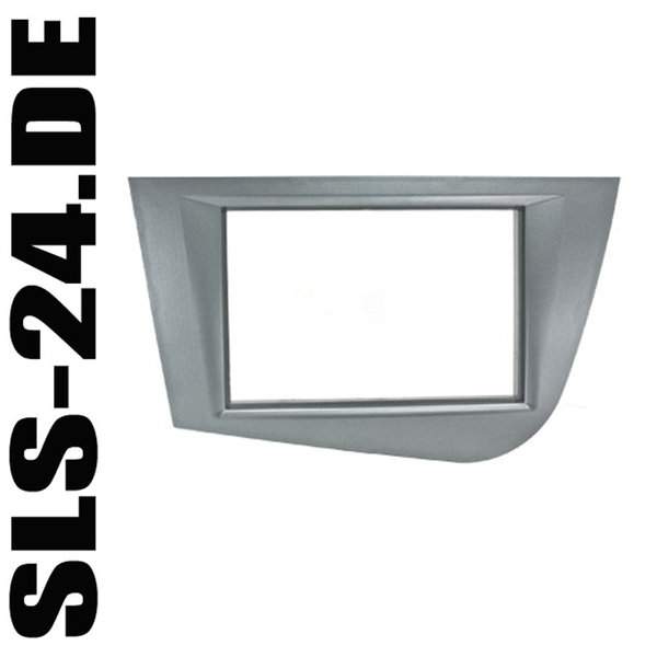 Doppel ISO Einbaublende - SEAT Leon 01/2005 Radioblende / Radiohalterung silber-metallic