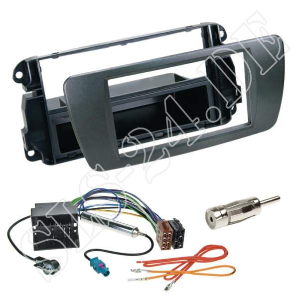 Autoradio 1-/ 2-DIN Einbaurahmen Radioblende+Adapter Einbauset für Seat Ibiza 6J/6JN azabacheschwarz