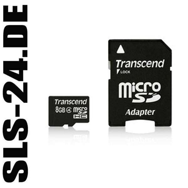 Transcend MicroSDHC Class 2 + SD-Adapter 8GB Flash-Speicher Karte