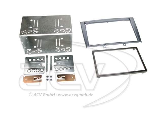 ACV 391040-01 Doppel-DIN ISO Komplettset Radioblende Peugeot 308 2007--> Rubber Touch silber