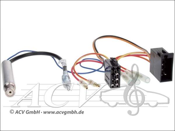 ISO Adapterkabel mit Phantomeinspeisung Audi / Seat / Skoda / VW Golf Passat 150 OHM Antennenadapter