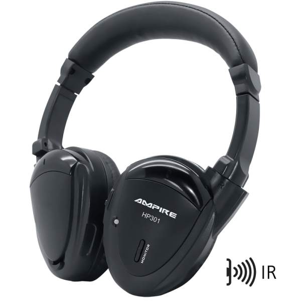 AMPIRE HP301-ECO Kopfhörer Infrarot 2-Kanal faltbar schwarz Headphones black