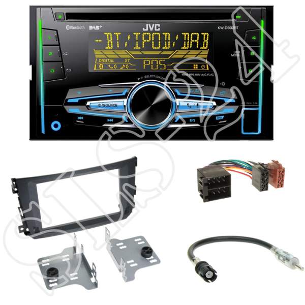 Radioeinbauset Smart ForTwo + JVC KW-DB93BT- 2-DIN Autoradio DAB+ CD USB AUX Bluetooth FSE