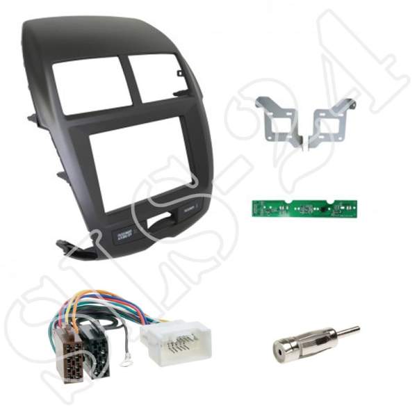 Autoradio 2-DIN Einbaurahmen Radioblende+Adapterkabel Einbauset für Mitsubishi ASX 2010-2012