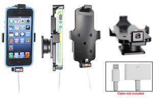 Brodit 514434 - APPLE iPhone 5 - passiv Halter mit Kugelgelenk für original Ladekabel mit Adapter