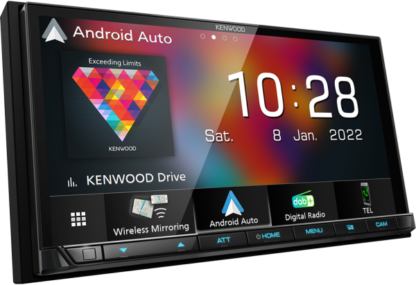 Kenwood DMX8021DABS 17,7 cm Digital Media AV-Receiver mit WVGA Display, kabelloser Smartphone Konnek