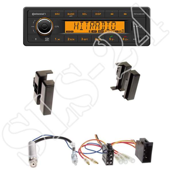 Radioeinbauset 1-DIN Audi A4 (B5) / A6 (C4)+Continental TR7412UB-OR BT/USB/AUX/FM/OHNE CD-LW