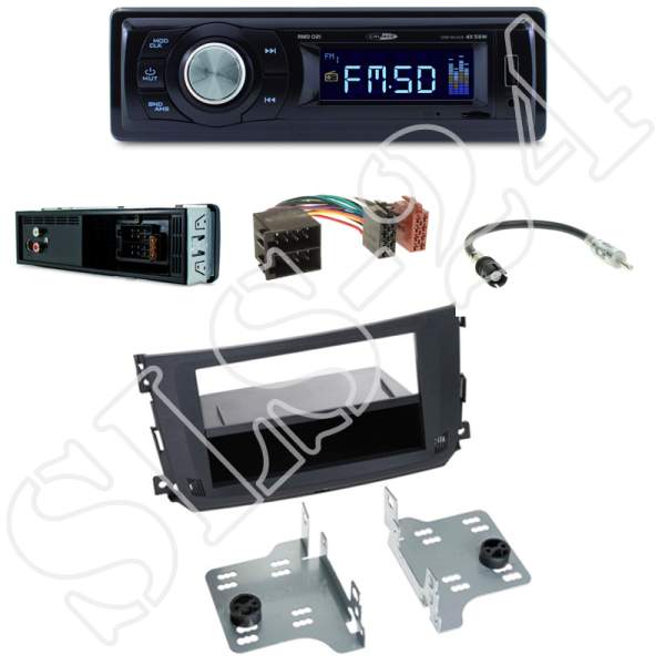 Radioeinbauset mit Fach Smart ForTwo A451 C451 Facelift + Caliber RMD021 - USB/Micro-SD/FM Tuner/AUX
