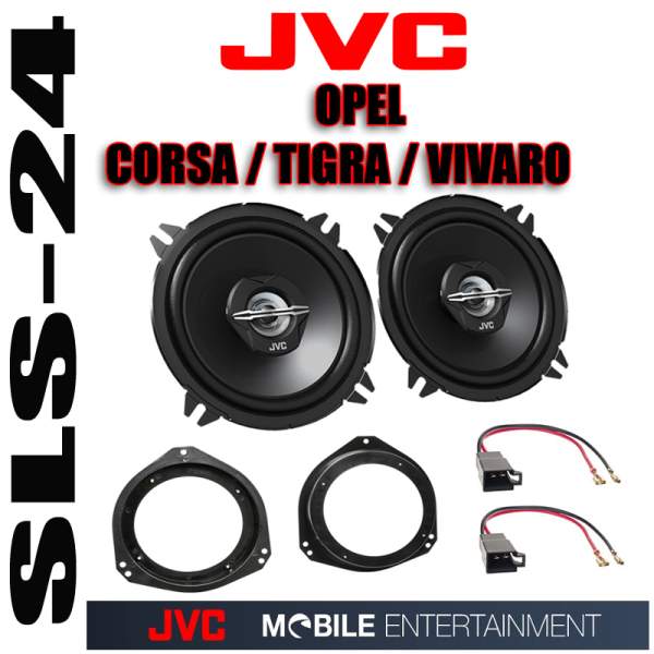 Opel Corsa B C Tigra Vivaro Einbauset JVC 2-Wege Koaxial Lautsprecher CS-J520X 250 Watt Front Tür