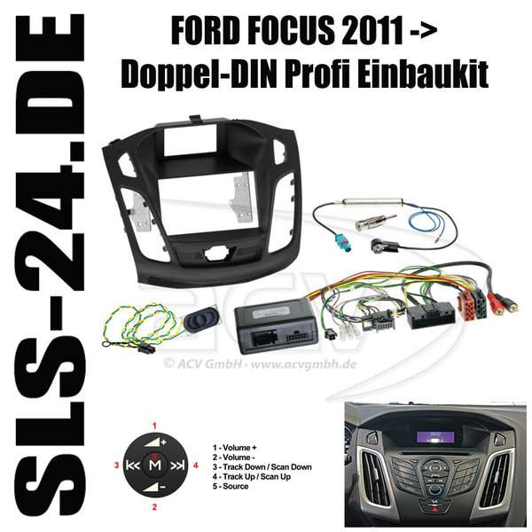 ACV 381114-23-1-2 Doppel-DIN Radioblende EinbauKit Ford Focus 2011-> für PANASONIC Autoradio schwarz