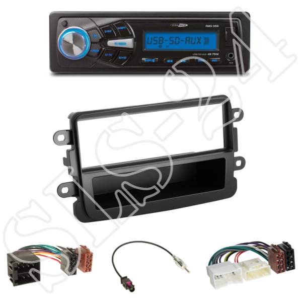 Set 1-DIN m. Fach Dacia Dokker/Duster/Lodgy+Caliber RMD050DAB-BT Autoradio USB/SD/FM/AUX-IN/MP3