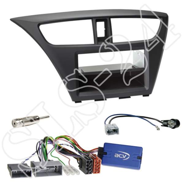 Honda Civic ab 02/2012 Autoradio Radioblende+ LFB Lenkradadapter 2-DIN Blende mit Ablagefach