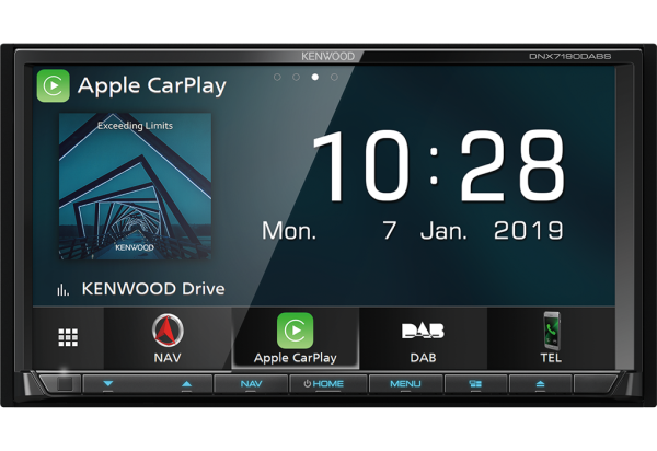 Kenwood DNX7190DABS Doppel DIN Navitainer mit WVGA-Monitor Bluetooth DAB+ Apple CarPlay Android Auto