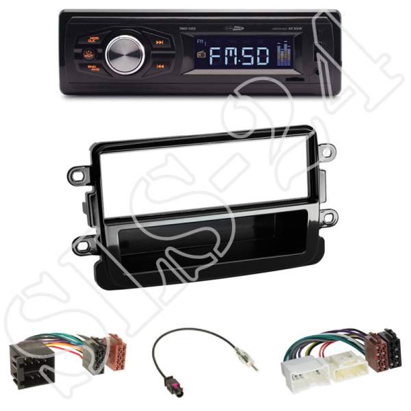 Radioeinbauset 1-DIN mit Fach Dacia Dokker/Duster/Lodgy+Caliber RMD022 USB/Micro-SD/FM Tuner/AUX-IN