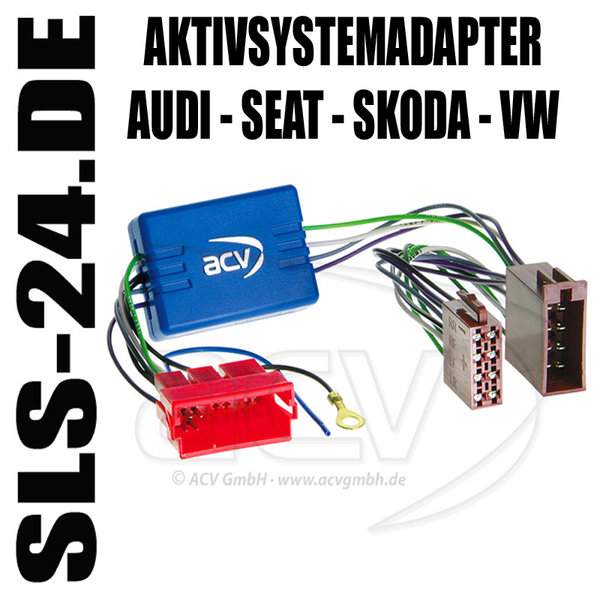 ACV 1338-02 Aktivsystemadapter Mini-ISO -> ISO VW SEAT SKODA AUDI zum Anschluss eines Autoradio