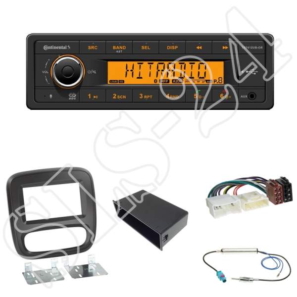 Radioeinbauset 2-DIN+Ablagefach Opel Vivaro ab 2014+Continental TR7412UB-OR BT/USB/AUX/OHNE LW