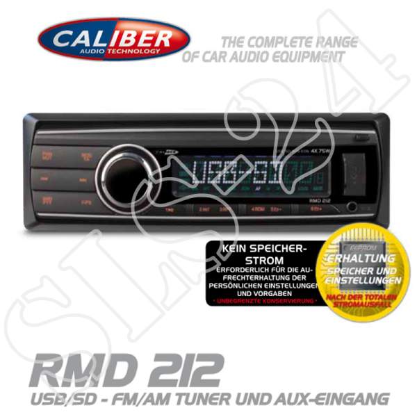 Caliber RMD212 Autoradio 1-DIN Radio USB / SD / AUX-IN AM / FM MP3 Tuner "Ohne Laufwerk"