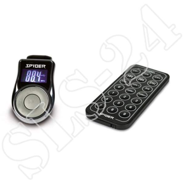 Spider PMT 306 FM-Transmitter 12V/24V für KFZ/LKW mit Fernbedienung für MP3 über AUX-IN USB SD-Karte