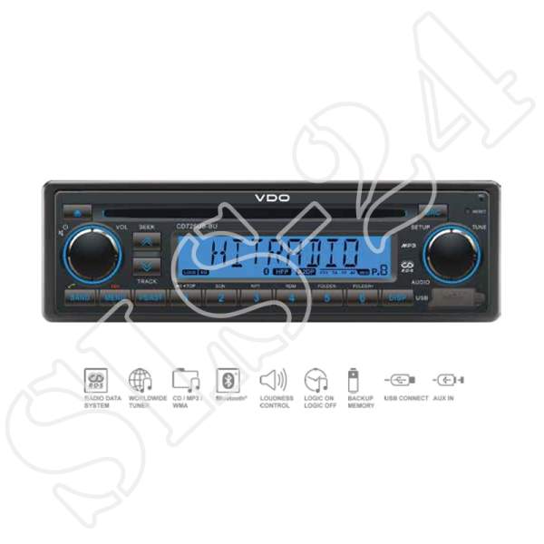 VDO CD726UB-BU 24V mit RDS Bluetooth CD LKW Radio AUX-In USB MP3 Radio FM digital Tuner Continental