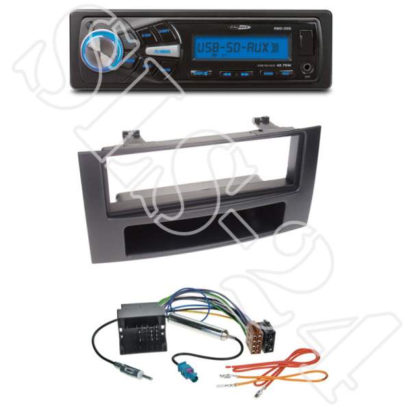 Radioeinbauset 1-DIN mit Fach VW Touareg T5 + Caliber RMD050DAB-BT Autoradio USB/SD/FM/AUX-IN/MP3