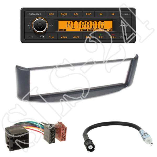 Radioeinbauset 1-DIN Smart ForTwo A450 C450+Continental TR7412UB-OR BT/USB/AUX/FM/OHNE CD-LW