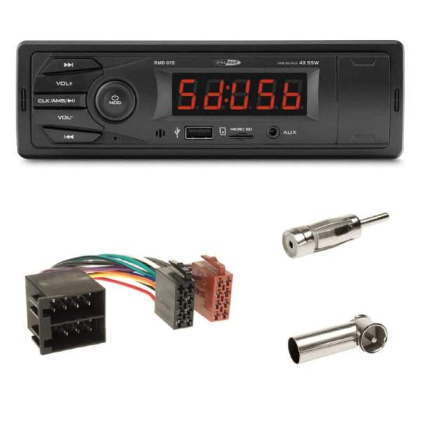 Caliber RMD015 USB/Micro SD/AUX-IN/MP3/4 x 55 Watt/35mm Einbautiefe inkl. ISO + Antennen Adapter