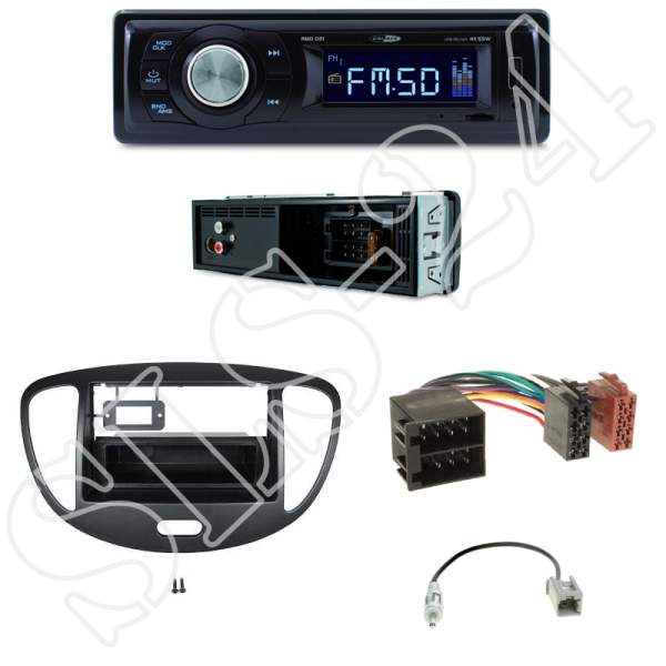 Radioeinbauset Hyundai i10 Bj 2008 - 2013 + Caliber RMD021 - USB / Micro-SD - FM Tuner und AUX Input