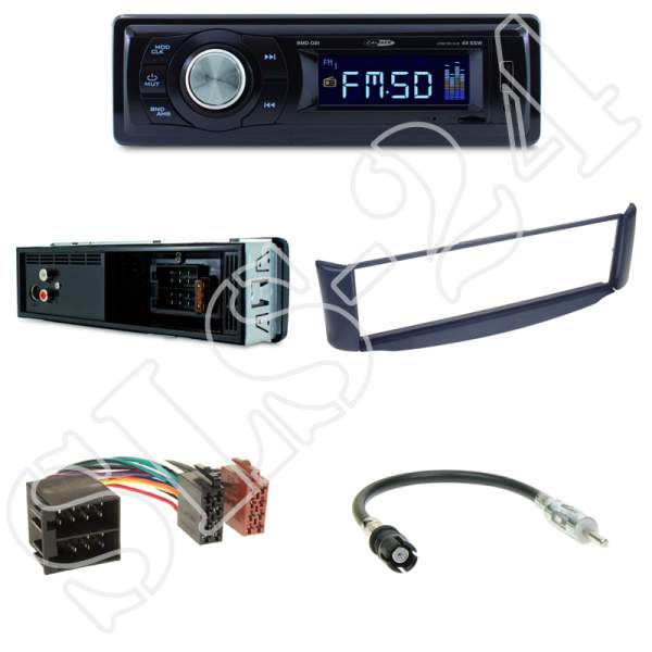 Radioeinbauset Smart ForTwo A450 C450 + Caliber RMD021 - USB/Micro-SD/FM Tuner/AUX-IN blau