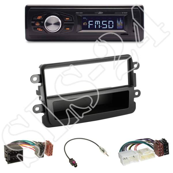 Radioeinbauset 1-DIN mit Fach Dacia Dokker/Duster/Lodgy+Caliber RMD022 USB/Micro-SD/FM Tuner/AUX-IN