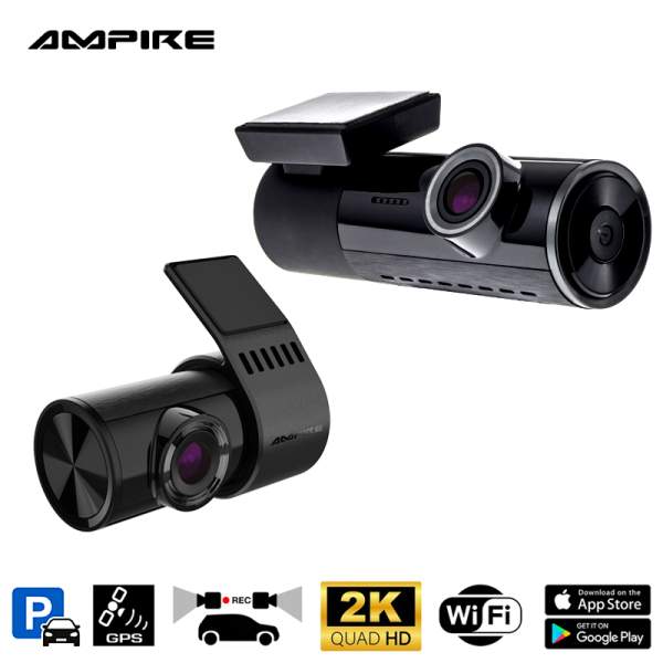 Ampire DC2-PRO AMPIRE Dual-Dashcam, 2K Frontkamera und AHD Heckkamera, WiFi und GPS