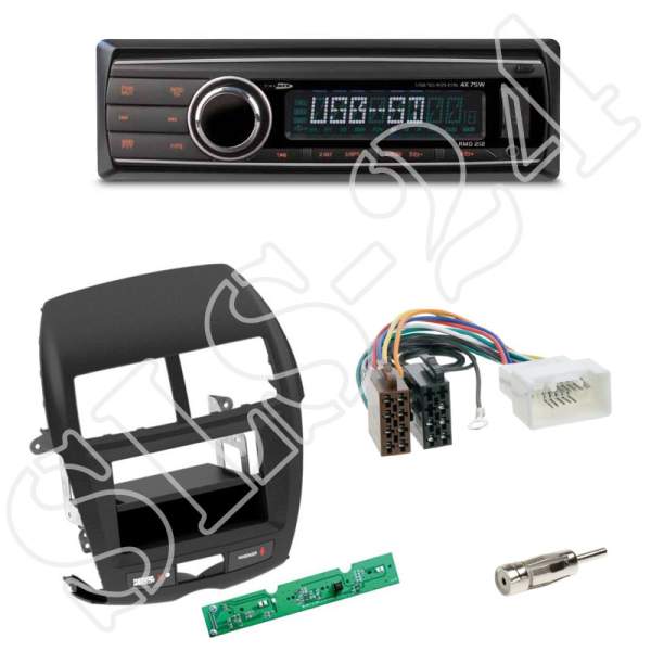 Radioeinbauset 1-DIN m. Fach Mitsubishi ASX 2010-2014+Caliber RMD212 USB/SD/MP3/AUX-IN/ohne Laufwerk