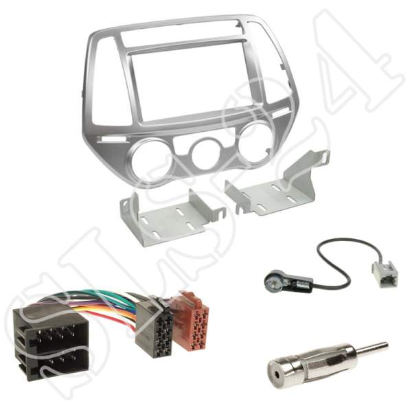 ACV 381143-24-1 Doppel-DIN Radioblende Einbauset Hyundai i20 2012-2014 manueller Klimaanlage silber