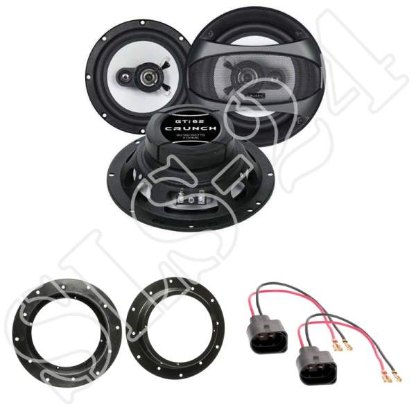 Crunch GTi62 Lautsprecher Einbauset 180 Watt für VW T5 / Multivan / Caravelle Ringe Adapter
