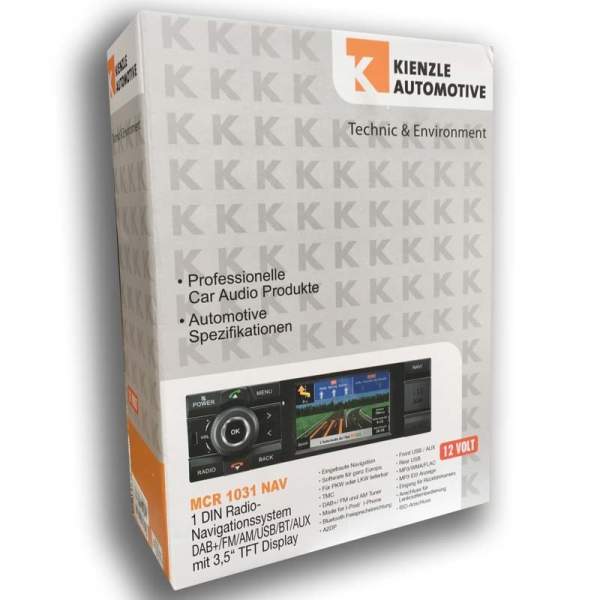 Kienzle- MCR1031NAV - 1-DIN Autoradio Navigationsgerät DAB+ / FM / AM / AUX / USB / BT / Micro SD