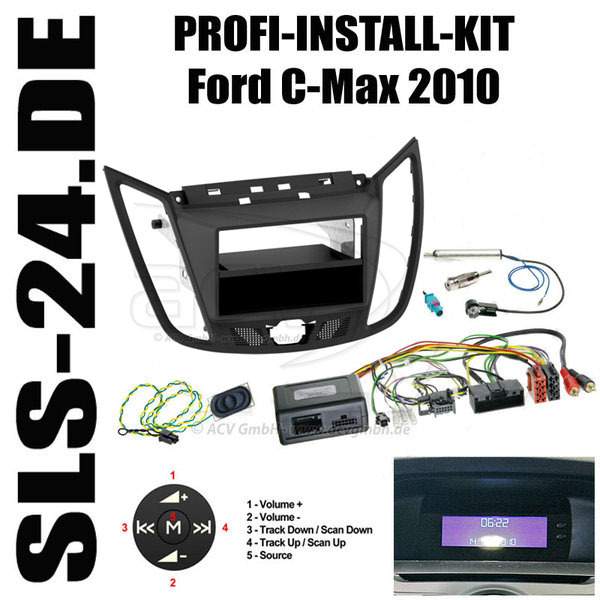 ACV 281114-22-1-6 Doppel-DIN Autoradio Radioblende Ford C-Max 2010 SONY Set + Ablagefach