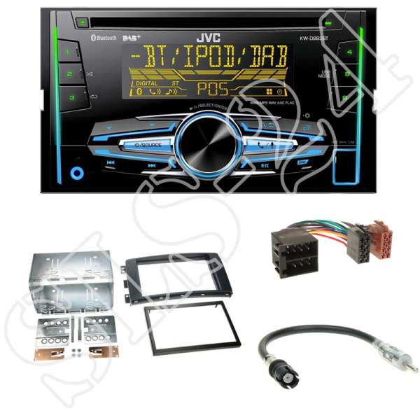 Radioeinbauset Smart ForTwo/ForFour + JVC KW-DB93BT- 2-DIN Autoradio DAB+ CD USB AUX Bluetooth FSE