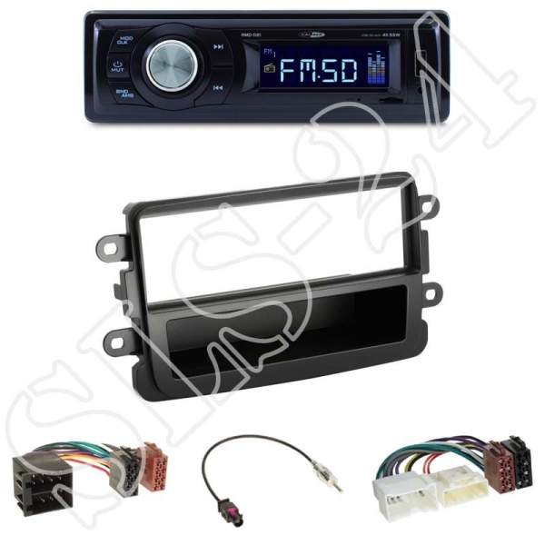Radioeinbauset 1-DIN mit Fach Dacia Dokker/Duster/Lodgy+Caliber RMD021 USB/Micro-SD/FM Tuner/AUX-IN