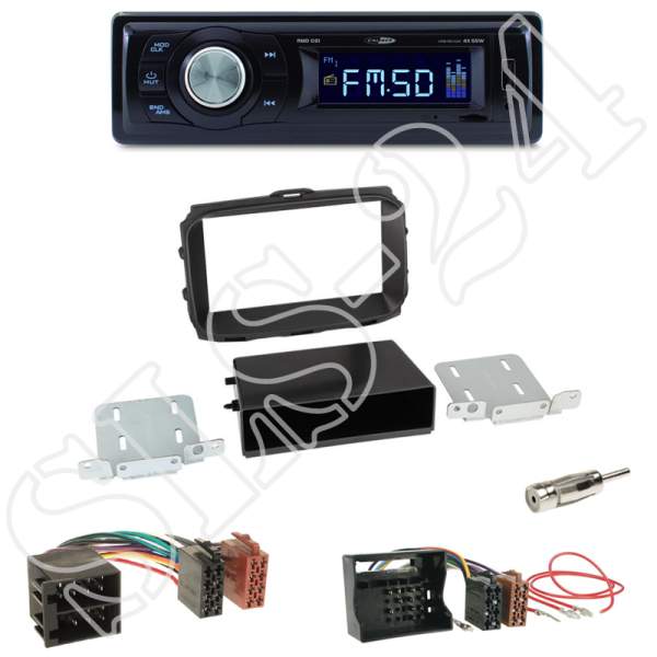 Radioeinbauset 2-DIN mit Fach Alfa Giulietta + Caliber RMD021 - USB/Micro-SD/FM Tuner/AUX-IN