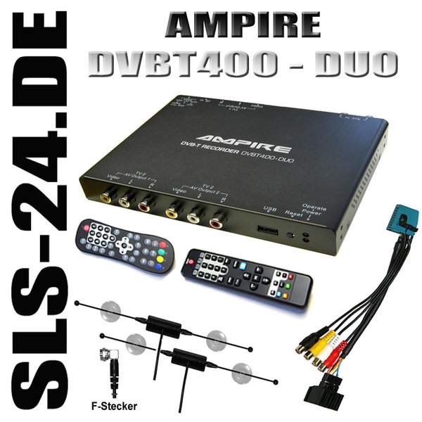 AMPIRE DVBT400-DUO DVB-T Receiver 2 Zonen USB-Recorder mit BMW Video  Adapter Komplettset 3er 5er 7er