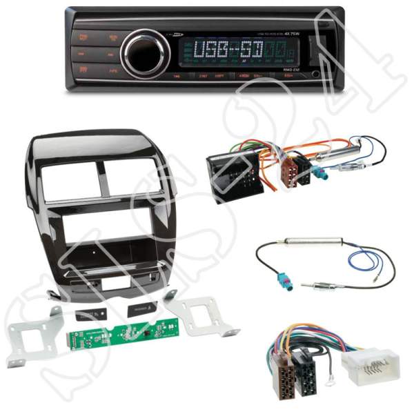 Radioeinbauset 1-DIN Citroen C4 Aircross Peugeot 4008+Caliber RMD212 Radio USB/SD/MP3/AUX-IN/OHNE LW