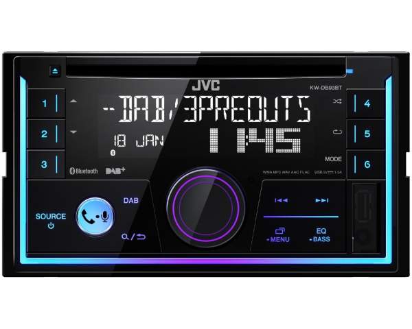 JVC KW-DB93BT Doppel-DIN CD Radio Digitalradio DAB+ inklusive Antenne Bluetooth-Freisprechfunktion